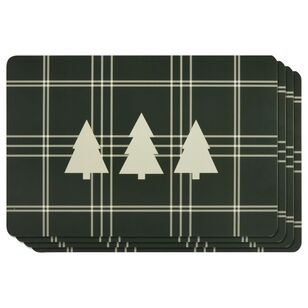 Bouclair Christmas Urban Holiday Tree Placemat 4 Piece Set Green 30 x 45 cm