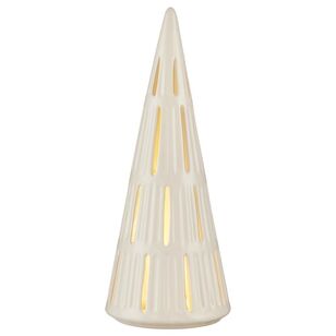 Bouclair Christmas White Ceramic LED Slit Tree White 12 x 12 x 30 cm