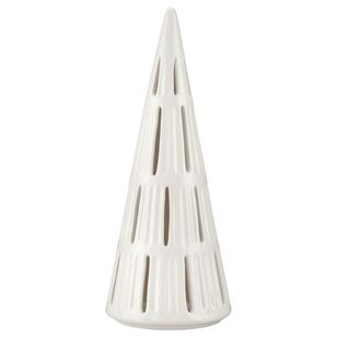 Bouclair Christmas White Ceramic LED Slit Tree White 12 x 12 x 30 cm