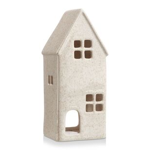 Bouclair Christmas Winter Luxe Speckled Ceramic House Natural 20 cm