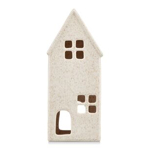 Bouclair Christmas Winter Luxe Speckled Ceramic House Natural 20 cm