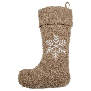 Bouclair Christmas Brandy Snowflake Stocking Brown 32 x 53 cm