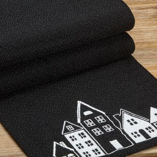 Bouclair Christmas Village House Table Runner Black 33 x 213 cm