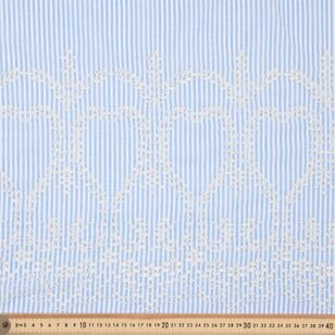 Striped Border Broidery Anglaise 145 cm Cotton Fabric Chambray & White 145 cm