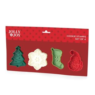 Jolly & Joy Christmas 4 Piece Cookie Stamp Set Multicoloured