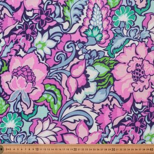 Retro Floral 112 cm EcoVero Viscose Fabric Multicoloured 112 cm