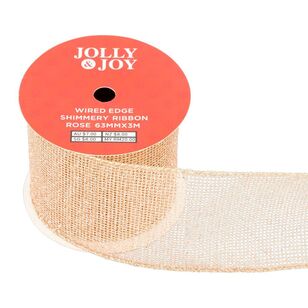 Jolly & Joy Shimmery Chritsmas 63 mm Wired Edge Ribbon Rose 63 mm x 3 m