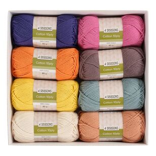 4 Seasons 8 Pack Cotton 10 Ply Yarn  Blue Ribbon Mix