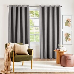 Emerald Hill Saxby Blockout Eyelet Curtains Charcoal