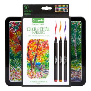 Crayola Signature Colour & Detail Markers With Decorative Tin Multicoloured