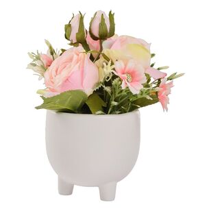 Green Room Ceramic Legged Pot With Mixed Florals Pink 28 x 25.4 cm