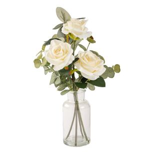 Green Room Glass Vase With Roses Yellow 26 x 40 cm