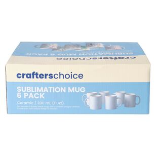 Crafters Choice Blank Ceramic Mugs 6 Pack White