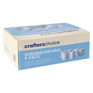 Crafters Choice Blank Ceramic Mugs 6 Pack White