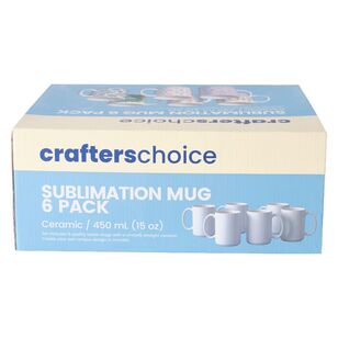 Crafters Choice Blank Ceramic Mugs 6 Pack White