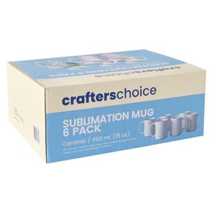 Crafters Choice Blank Ceramic Mugs 6 Pack White