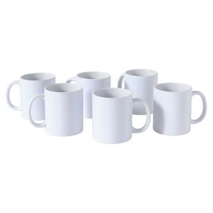 Crafters Choice Blank Ceramic Mugs 6 Pack White