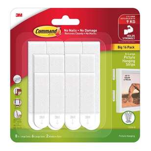 3M Command Picture Hanging Strips 16 Pack White