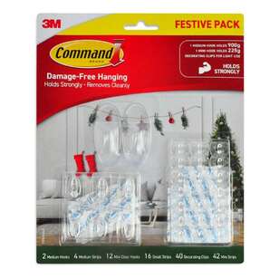 3M Command Festive Hooks 48 Pack Clear