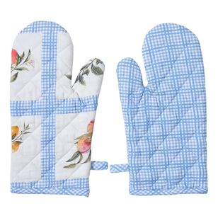 KOO Orchard Check Oven Gloves Blue & White 18 x 32 cm