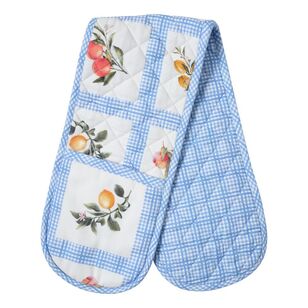 KOO Orchard Check Double Oven Mitt Blue & White 18 x 90 cm