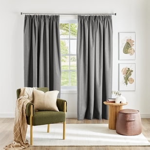 Emerald Hill Saxby Blockout Pencil Pleat Curtains Charcoal