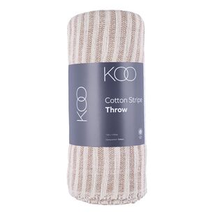 KOO Cotton Stripe Throw Beige 130 x 170 cm