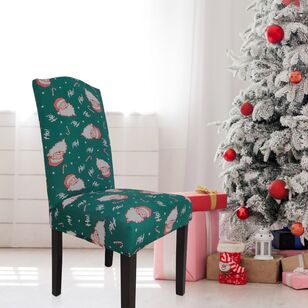 Jolly & Joy Christmas Santa Dining Chair Cover 2 Pack Green Chair