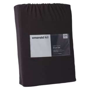 Emerald Hill Washed Microfibre Sheet Set  Charcoal