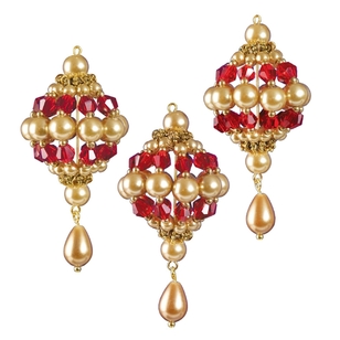 Solid Oak Beaded Baroque Drops Christmas Ornaments Kit Ruby & Gold