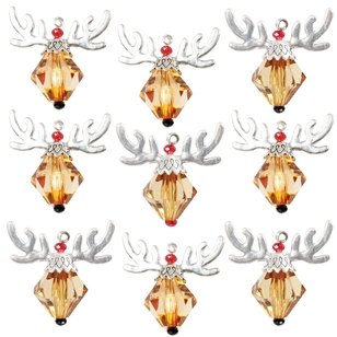 Solid Oak Santa's Reindeer Christmas Ornaments Kit Topaz & Silver