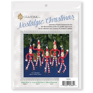 Solid Oak Santa's Elves Christmas Ornaments Kit Ruby, Crystal & Silver