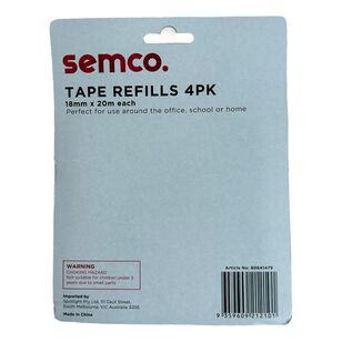 Semco Tape Refills 4 Pack Clear 18 mm