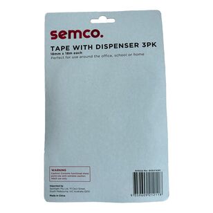 Semco Tape With Dispenser 3 Pack  Clear 18 mm