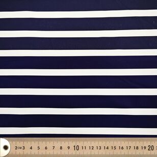 Stripe 150 cm Swimwear Fabric Navy & White 150 cm