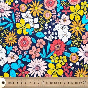 Blooming 150 cm Swimwear Fabric Navy & White 150 cm