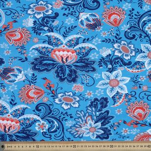 Floral Wall 148 cm EcoVero Viscose Jersey Fabric Blue 148 cm