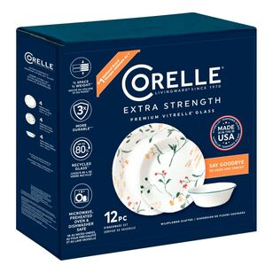 Corelle Wildflower 12 Piece Dinner Set White