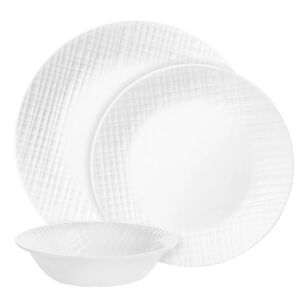 Corelle Linen Weave 12 Piece Dinner Set White