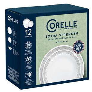 Corelle Mystic Grey Dinner Set 12 Piece Set Grey & White