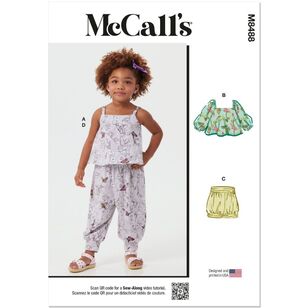 McCall's M8488 Toddlers' Knit Tops, Shorts and Pants Pattern White 1/2 - 4 Years