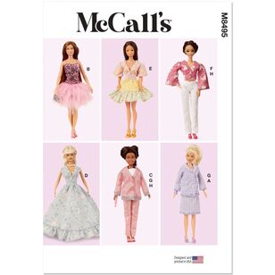 McCalls Sewing Pattern M8495 Fashion Clothes for 11.5" Doll White One Size