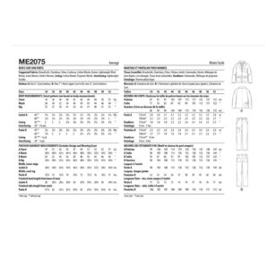 McCalls Know Me ME2075 Men's Coat and Pants Pattern White