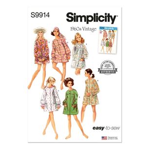 Simplicity S9914 1960s Misses' Beach Cover-Up and Robe Pattern White Small - Large