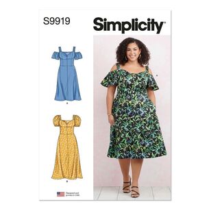Simplicity Sewing Pattern S9919 Women's Dress with Sleeve and Length Variations White