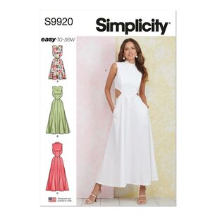 Simplicity Sewing Pattern S9920 Misses' Dress with Neckline and Length Variations White
