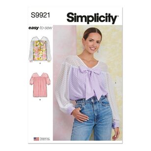 Simplicity Sewing Pattern S9921 Misses' Top with Sleeve Variations White