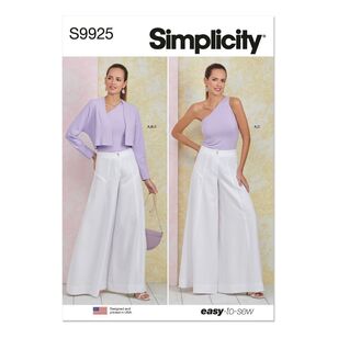 Simplicity Sewing Pattern S9925 Misses' Pants, Knit Shrug and Top White