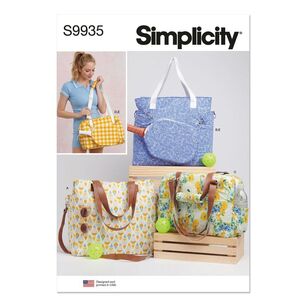 Simplicity S9935 Totes and Pickleball Paddle Cover Pattern White One Size
