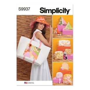 Simplicity S9937 Pattern Hat, Tote Bag and Zipper Cases Pattern White All Sizes